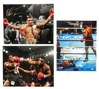 Lot of (3) Mike Tyson Signed 16x20 Photos
